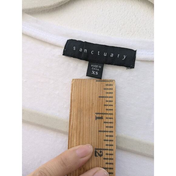 Sanctuary Women's Blouse 100% Linen Tunic Tank Top V Split Neck White Size XS - Picture 4 of 8